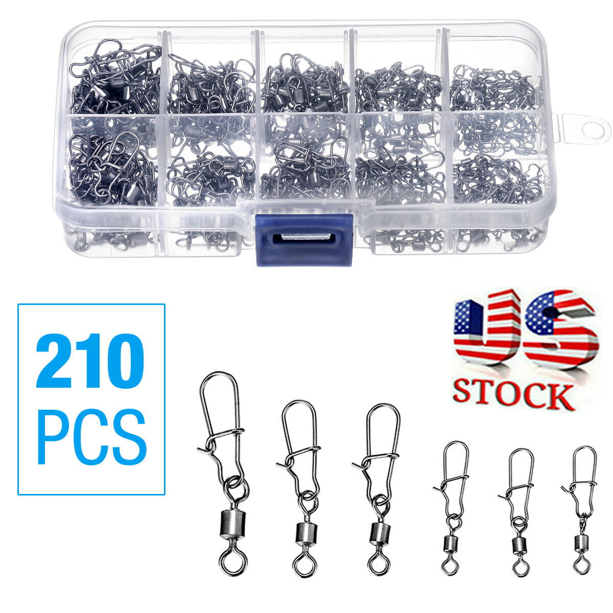 50Pc Snap Swivels Ball Bearing Fishing Connector W/ Coastlock Stainless Steel US 