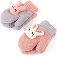 thumbnail image 1 of pares de mitones para niños con cordón, guantes de nieve de dedos completos de punto elástico y cálido para invierno, guantes de esquí mágicos para niños con forro polar, 1 of 4