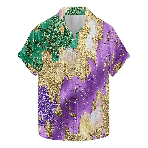 Camisas de Manga Larga para Hombres, Botón de Impresión Blusa de Cuello, Camisa de Poliéster de Moda Casual