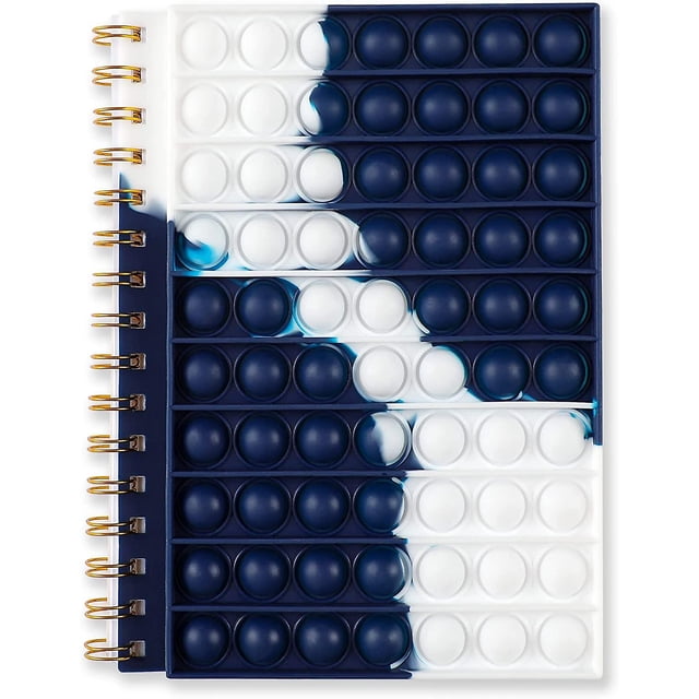 Cuadernos pop para que los niños alivien el estrés Cuadernos de composición, cuaderno de burbujas Fidget para la escuela, cuaderno pop Fidget Toy It en espiral para niñas (azul marino)