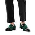 thumbnail image 4 of Men's Velvet Loafers Classic Patent Leather Tuxedo Dress Shoes for Weddings Formal Events Stylish Comfortable Slip-Ons for Men, Green/65, 9 US, 4 of 5