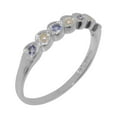 thumbnail image 1 of LBG British Made 14k White Gold Cultured Pearl & Tanzanite Womens Anniversary Ring - 33 size options - Size 6.75, 1 of 9