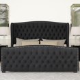 thumbnail image 4 of Merluxy California King Size Platform Bed Frame, Velvet Upholstered Bed with Deep Button Tufted & Nailhead Trim Wingback Headboard, Black, 4 of 8