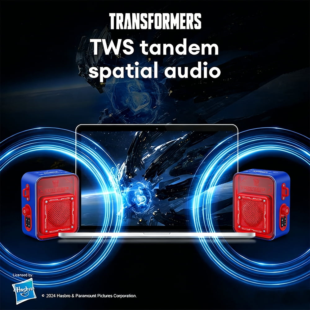 Bluetooth Speaker, Bluetooth 5.4 Smart Wireless Portable Speaker, IPX3 Waterproof Cyber-Style Mechanical Speaker, Supports 2-Unit Interconnected Portable Audio Broadcasting, Blue