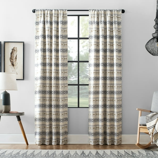 Archaeo Ikat Stripe Cotton Blend Blackout Curtain