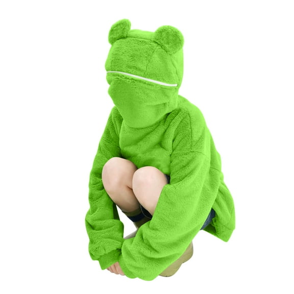 bnaln Sweatshirts for Women Cute Hoodies Frog Fuzzy Sweatshirt Ladies Plush Jumpers Long Sleeve Fleece Hooded Pullover Fall Winter Warm Comfy Hoodie Soft Casual Loose Tops Loungewear
