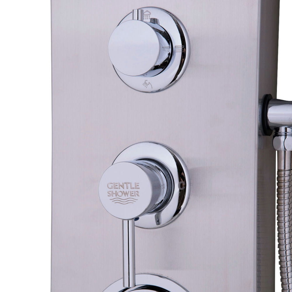 Finihen Shower Panel, Shower Panel Tower System, 57 Inch Stainless Steel Massage Jets Hand Shower Shower Panel, Silver