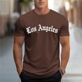 thumbnail image 2 of UVEASISHA Mens Fashion T-Shirts Short Sleeve Cotton Blend Lightweight Workout Shirts Crew Neck Casual Letter Print Graphic Tees Brown 3XL, 2 of 6