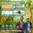 thumbnail image 3 of KingCamp Mesa plegable de bambú para acampar, 4 pliegues, liviana, con patas de aluminio de altura ajustable, mesas de campamento portátiles en bolsa de transporte para picnic en interiores y exterior, 3 of 5