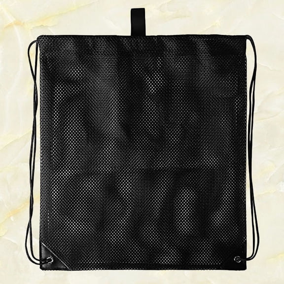 FUTUREORYY Black Drawstring Mesh Storage Bag, Polyester Pouch for Daily Essentials and Small Item Organization