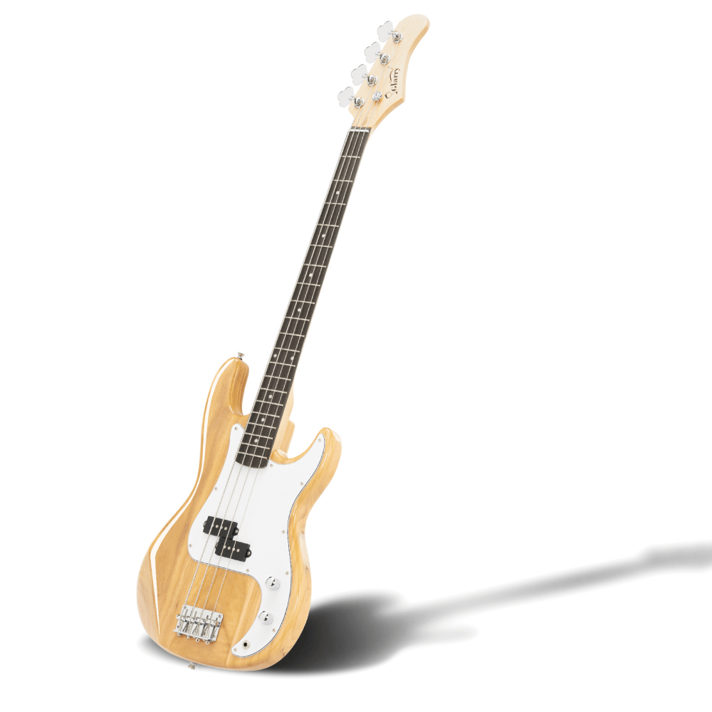 Tcbosik Electric Bass Guitar with 20W Amp, 4 String Exquisite Stylish Bass with Bag, Strap, Amp Wire and Spanner Tool for Beginner, Burlywood