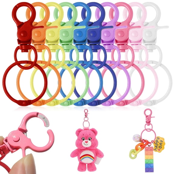 Swivel Clasps Set,30Pcs DIY Keychains for Crafting,Keychain Rings,Key Carabiner Clips,Clasps for Keychain Jewelry DIY Multicolored
