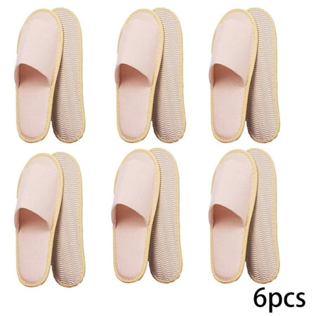 

KYAIGUO 6 Pairs Washable Home Slippers Women s Open Toe Slippers Soft Disposable Slippers Anti-Slip Breathable Indoor Travel Bedroom
