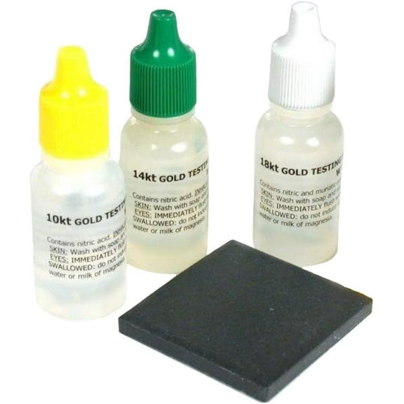 Gold Test Acid Puritest Brand Tester Kit 10k,14k,18k, Plus Free Testing Stone