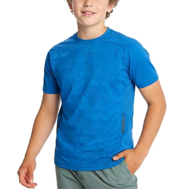Zpanxa Girls Athletic Shirts Solid Color Round Neck Short Sleeve Sporty Tee Polyester Top 5-6 Years
