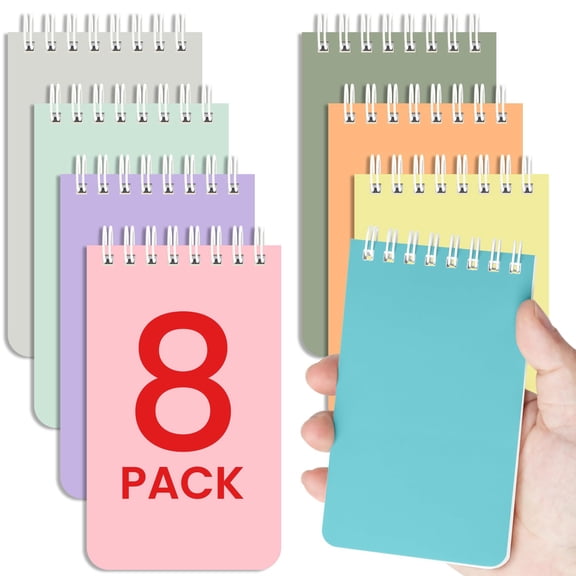 Pocket Notebook 3x5 Inches, 8 Pack Mini Spiral Notepad with College Ruled Paper, for Office Work Nursing Travel Journal, Soft Harmony Multicolor
