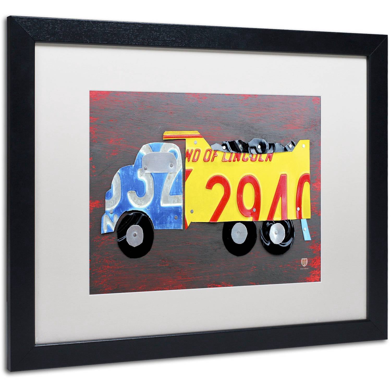 Trademark Fine Art 'Dump Truck' Canvas Art by Design Turnpike, White Matte, Black Frame