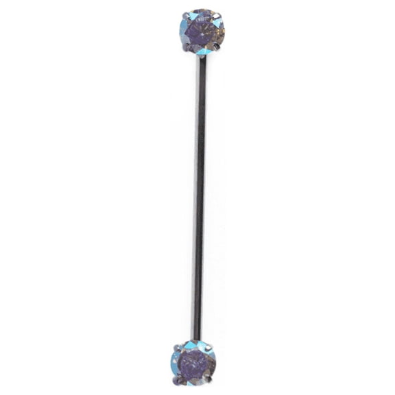 Industrial Barbells with Prong Set CZ Ends Surgical Steel