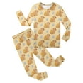 thumbnail image 3 of SonxaHe Toddler Girl's Outfit Long Sleeve Cute Capybara Print Tshirt Pants Kids Sleepwear Soft Comfy Outfit Set Yellow,Sized 2-3, 3 of 4