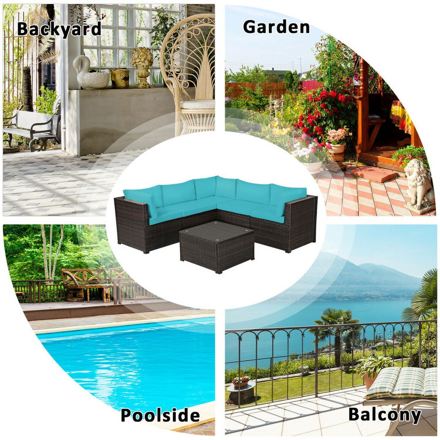 Aimee Lii 6 Pieces Patio Furniture Sofa Set with Cushions for Outdoor, Outdoor Patio Set, Turquoise Aimee Lii 6 Pieces Patio Furniture Sofa Set with Cushions for Outdoor, Outdoor Patio Set, Turquoise