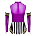thumbnail image 2 of Manyakai Filles 2 Pcs Tenues de Cirque Patchwork Sequins Col Montant Sans Manches Combinaison avec Manches Violet 10, 2 of 7