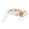 thumbnail image 6 of Bellemave Twin XL Loft Bed with Slide, Low Loft Bed with Bookcase, Twin XL Loft Bed with Ladder & LED Lights, Solid Wood Loft Bed Twin XL with Full-Length Guardrails, White, 6 of 13