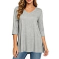 thumbnail image 5 of ZORYEVY Womens Shirts Three Quarters Winter Solid Color V-neck Casual Sports Tops, 5 of 7