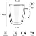 thumbnail image 4 of Double Wall Coffee mugs, (4-Pcak) 16 Ounces-Clear Glass with Handle,Insulated,Cappuccino,Tea ,Latte Cups,Beverage Glasses Heat Resistant, 4 of 6