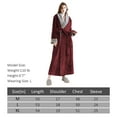 thumbnail image 5 of Women's Fleece Long Robe Warm Flannel Sherpa Trim Plush Bathrobe with Belt Pockets, M & Wine Red, 5 of 7