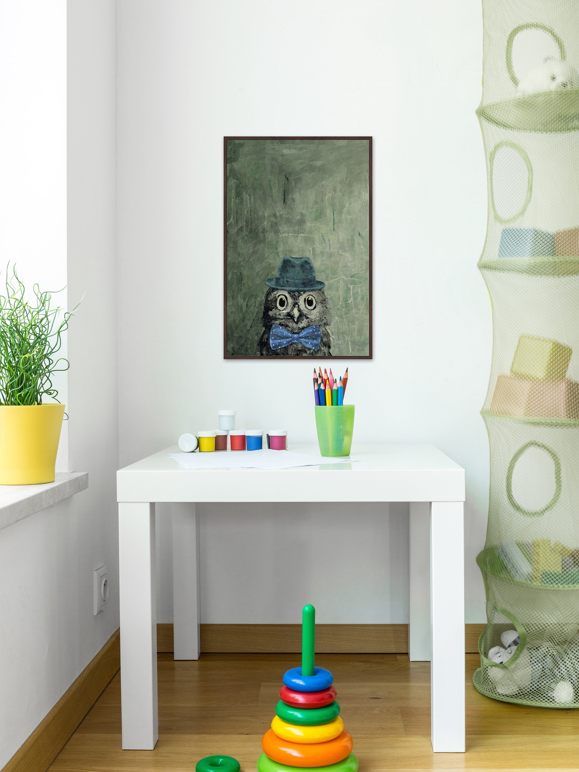 Mister Owly Floater Framed Painting Print on Canvas