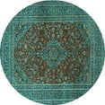 thumbnail image 1 of Ahgly Company Indoor Round Medallion Turquoise Blue Traditional Area Rugs, 8' Round, 1 of 4