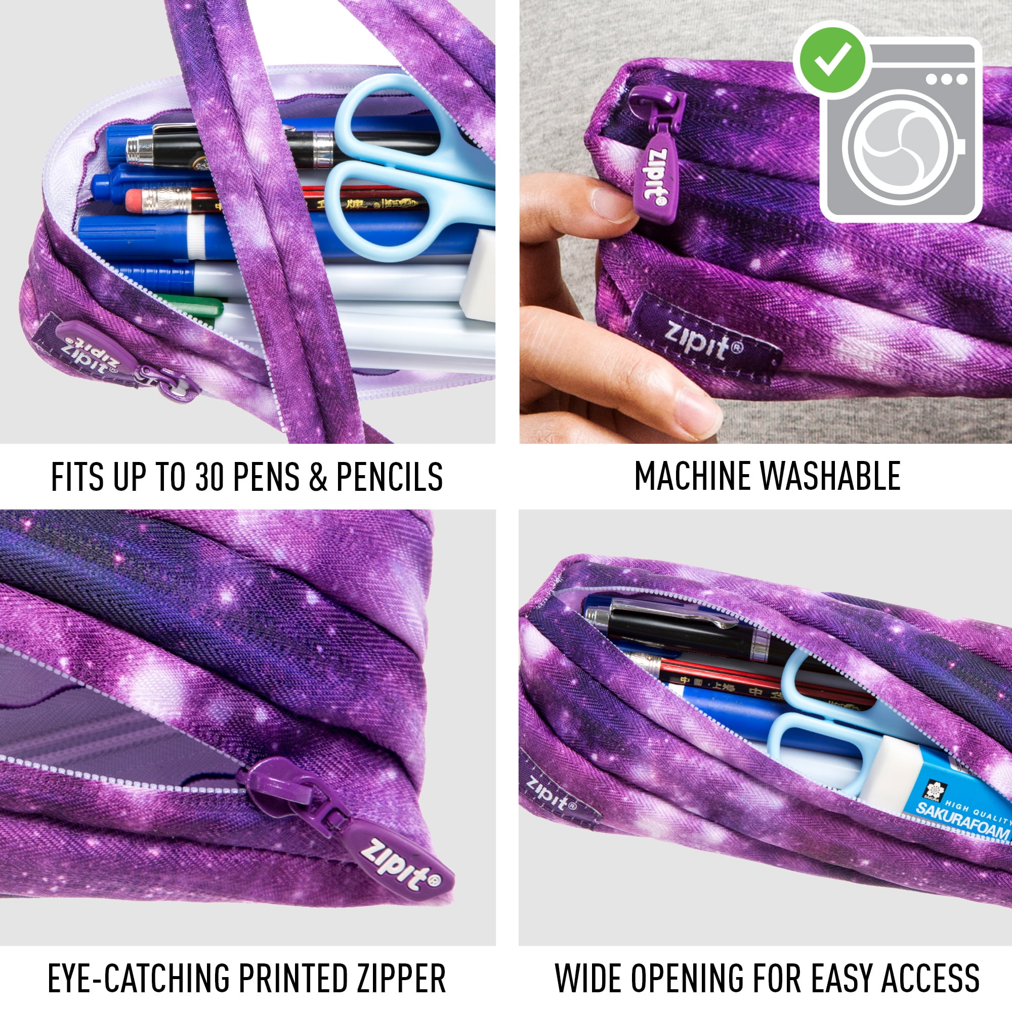 Zipit Fresh Colorz Pencil Box, Purple Galaxy