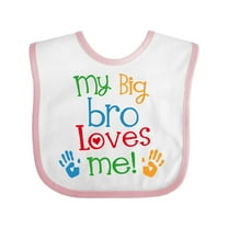 Inktastic My Big Bro Loves Me Little Brother Sister Boys or Girls Baby Bib