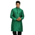 thumbnail image 1 of Saris and Things Kurta en Soie Verte pour Hommes. Ce Produit Est Fait sur Commande., 1 of 5