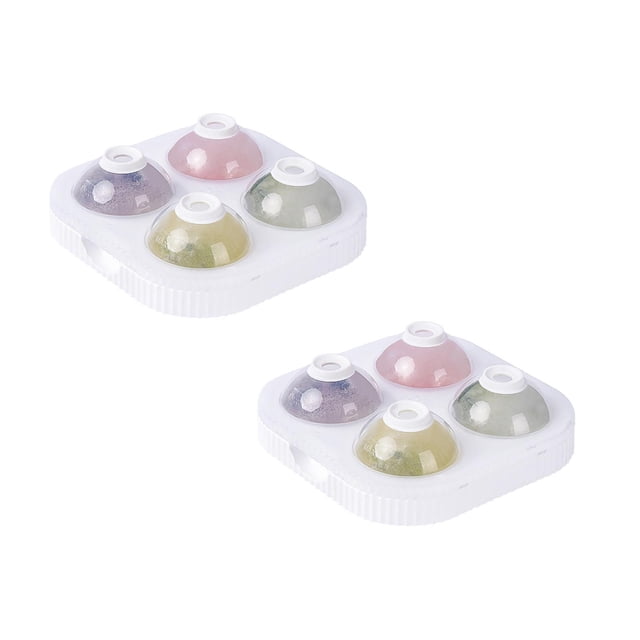 Ice Ball Maker Mold Round Sphere Ice Cube Tray Silicone Bottom With Lid Easy Fill And Release Large Round Ice Cube Mold For Cocktails Whiskey Ice Ball Mold 2.56 Inch 4 Ice Balls