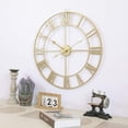 thumbnail image 2 of Large Metal Wall Clock 24" Cutout Decorative Analog Clocks for Living Room Steampunk Gold, 2 of 7