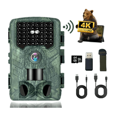Trail Camera Wifi 4K 60 Megapixel Ultra HD Game Camera hunting camera with Night Vision Motion Activated 120° Wide Angle Lens game camera IP66 Waterproof Rated
