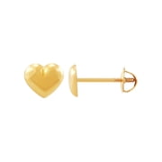 Brilliance Fine Jewelry 10K Yellow Gold Puffed Heart Stud with Safety Screw Back Earrings
