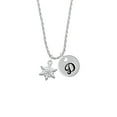 thumbnail image 2 of Delight Jewelry White Snowflake with Clear Crystal Silvertone Script Initial Disc - D - Charm Necklace, 20"+3", 2 of 4