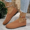 thumbnail image 4 of Rokment Slip on Socks Walking Shoes for Women 2026 Spring Fall Comfortable Knit Penny Loafers Low Heels Nursing Driving Work Casual Flat Brown Size 7, 4 of 6