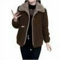 thumbnail image 4 of FNFYFH Women's Fleece Jacket Women Lapel Fuzzy Faux Fur Sherpa Lined Coat Plus Size Long Sleeve Warm Outerwear with Pockets, 4 of 4