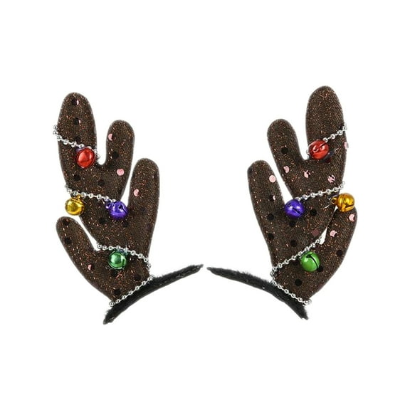 Christmas Santa Brown Reindeer Hair Clip On Jingle Antlers Costume Accessory