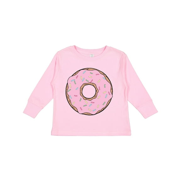 Inktastic Pink Donut with Sprinkles Boys or Girls Long Sleeve Toddler T-Shirt
