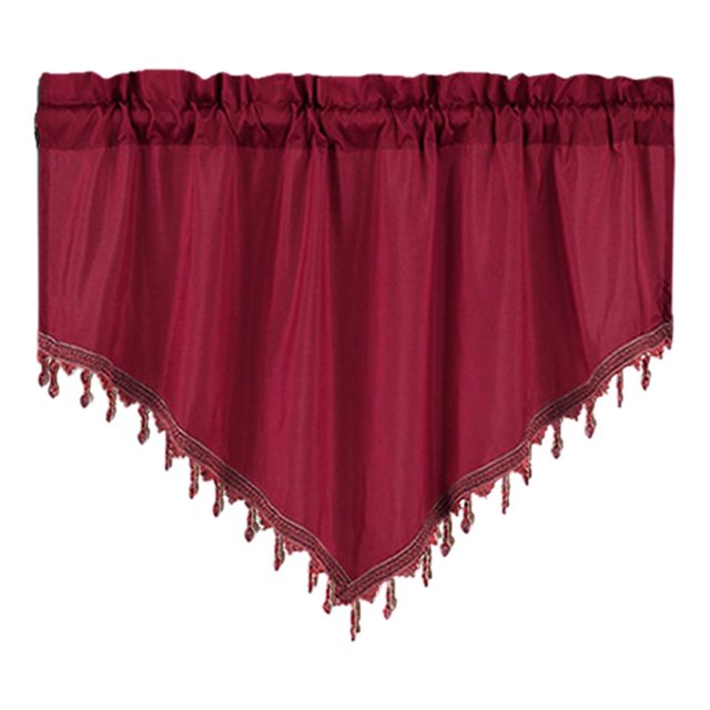 Cenefa transparente de macramé XIAOLE para ventanas (130 cm de ancho x 60 cm de largo), cortina triangular festoneada para cocina, cenefa corta para baño con bolsillo para barra, para dormitorio y