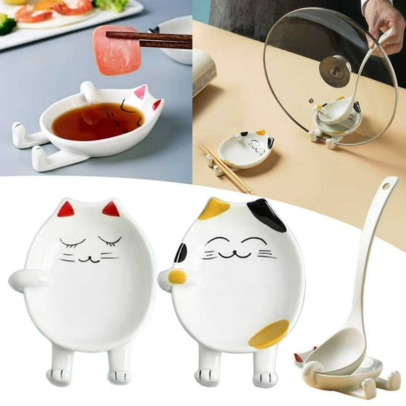 CoreLiving Cat Spoon Rest - Cute Cat Kitchen Utensil Holder & Stove Top Spoon Rest, Adorable Spoon Holders for Cooking Enthusiasts, Perfect Spoon Rest for Stove Top and Counter Use