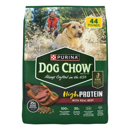 Purina Dog Chow High Protein Dog Food Dry Recipe with Real Beef 44 lb Bag