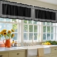thumbnail image 4 of 2 Pack Black Valance for Window Greek Chinese Style Border Geometric Kitchen Valance Rod Pocket Short Curtain Topper Decorative Window Treatment for Living Room Bedroom 42"x18", 4 of 8
