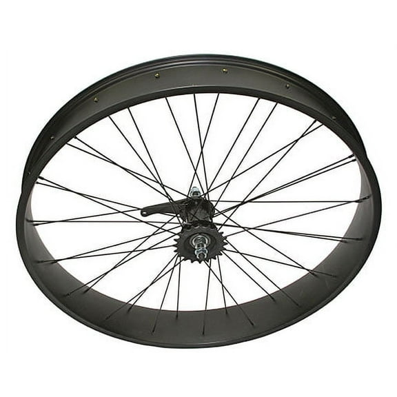 bike 26 x 4.00 Fat Alloy Coaster Wheel 36 Spoke 12gBlack 3/8 Axl Black, Chrome Sprocket Hub Kits.