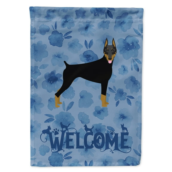 Doberman Pinscher Welcome Flag Canvas House Size