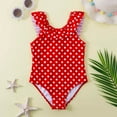 thumbnail image 5 of Zpanxa Girls Swimsuit Baby Girls Swimwear Kids Swimsuit Polka Sleeveless Surfing One-piece Swimsuit Bathing Suit Swimming Suit Red 13-14 Years, 5 of 8